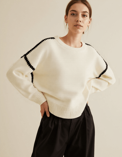 EB | Pullover - Damen Herbst bestickter Strickpullover