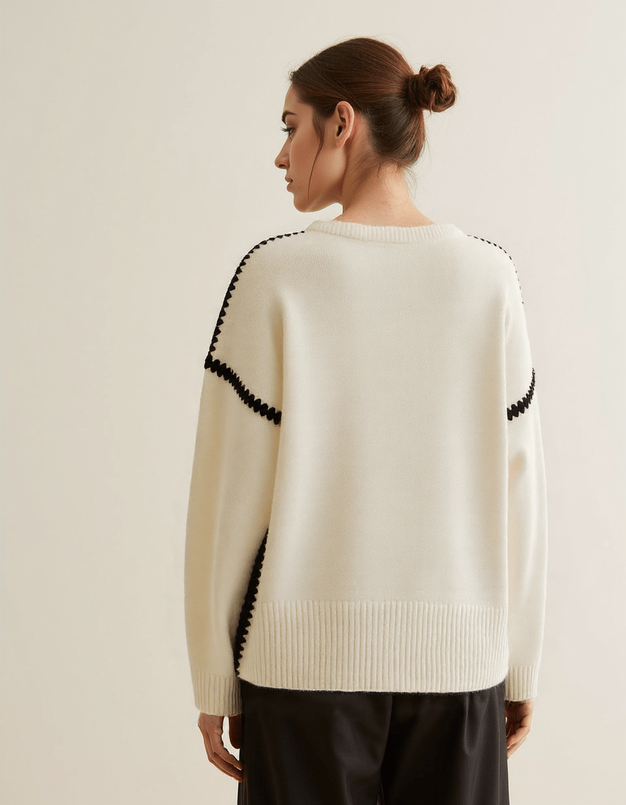 EB | Pullover - Damen Herbst bestickter Strickpullover