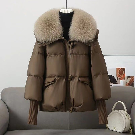 EB | Jacke Oversized Fit Stepp Kunstfellkragen Hüftlänge