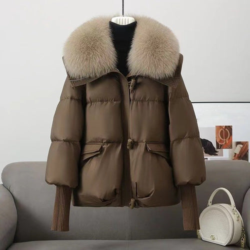 EB | Jacke Oversized Fit Stepp Kunstfellkragen Hüftlänge