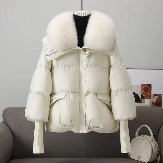 EB | Jacke Oversized Fit Stepp Kunstfellkragen Hüftlänge