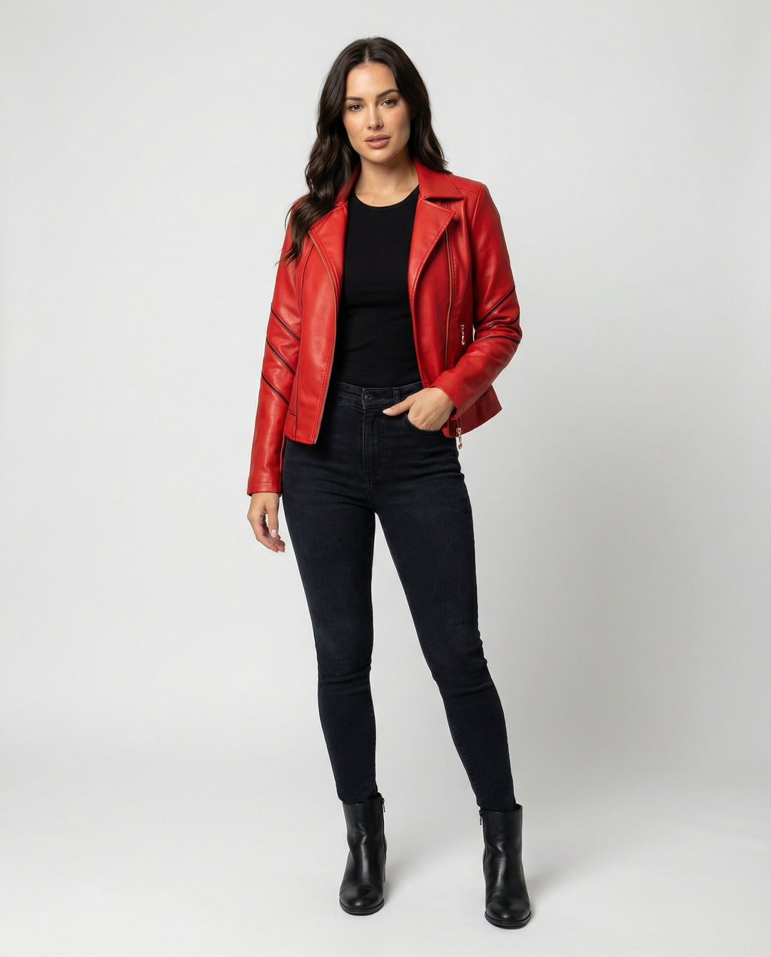 EB | Echtes Schaffell Asymmetrische Slim Fit Motorrad jacke