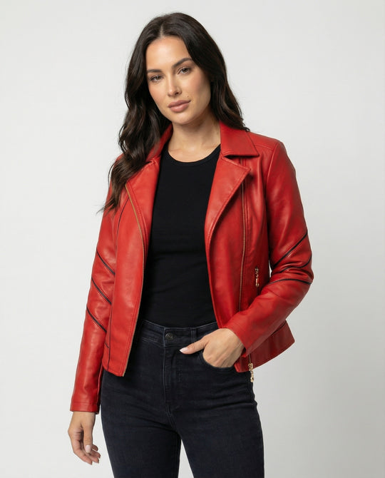 EB | Echtes Schaffell Asymmetrische Slim Fit Motorrad jacke