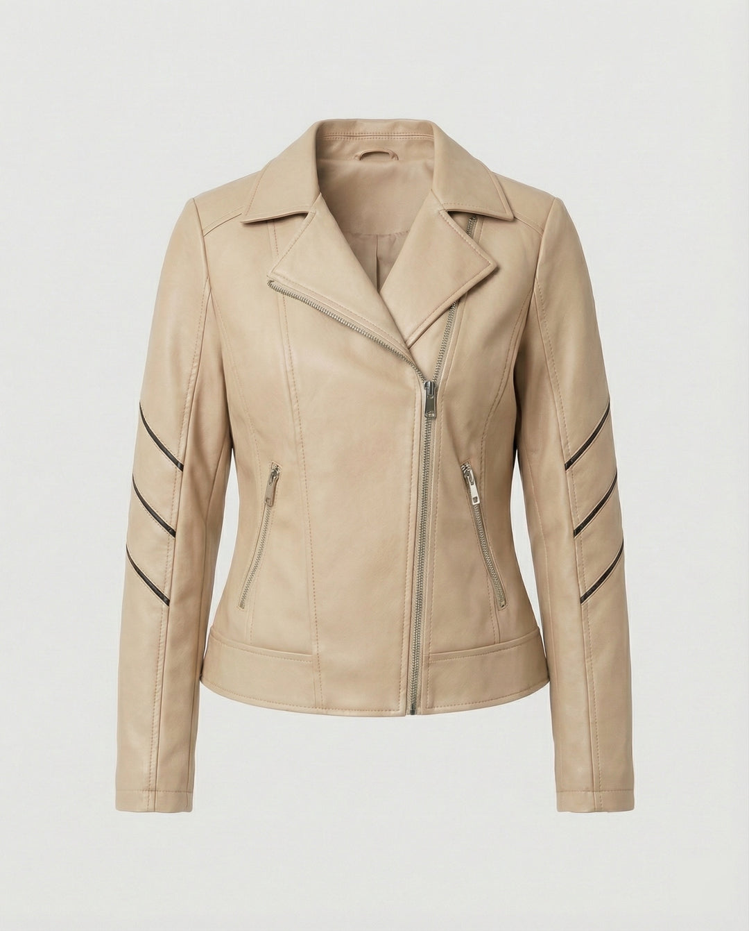EB | Echtes Schaffell Asymmetrische Slim Fit Motorrad jacke