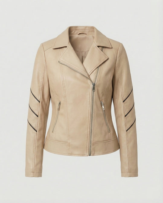 EB | Echtes Schaffell Asymmetrische Slim Fit Motorrad jacke