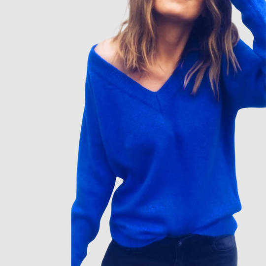 EB | Strickpullover mit V-Ausschnitt und Lockerer Halslinie