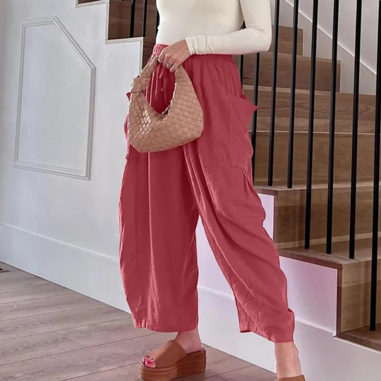 EB | Weite Baumwoll-hosen mit Elastischem Bund und Taschen