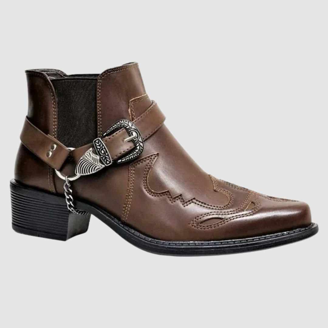 Cowboystiefel aus Leder mit hoher Kettenschnalle EB