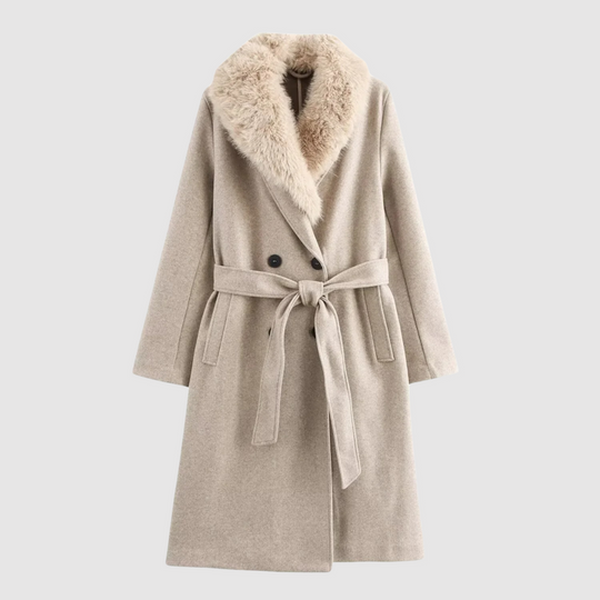 EB | Klassischer Wintermantel mit Beigem Gürtel für Damen