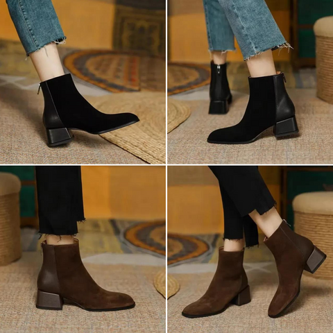 Bequeme Ankle Boots mit rutschfester Reißverschluss und runder Spitze EB