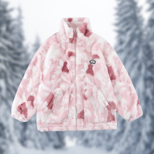EB | Kunstfell Fleecejacke Batik Stehkragen