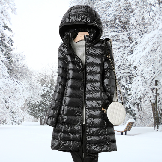 EB | Damen Pufferjacke - wattierte Winterjacke mit Kapuze und Reißverschluss