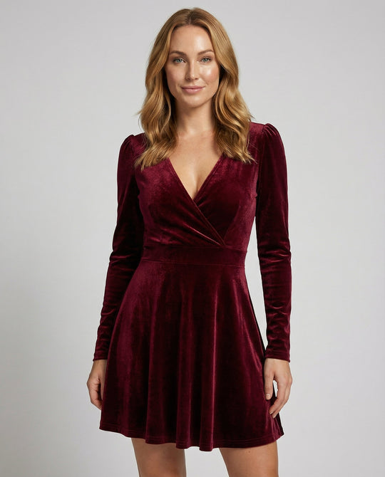 Elegantes Rotes Samtkleid Damen | EB