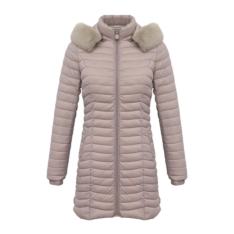 EB | Slim Fit Winter Puffer Jacke mit Pelzkapuze