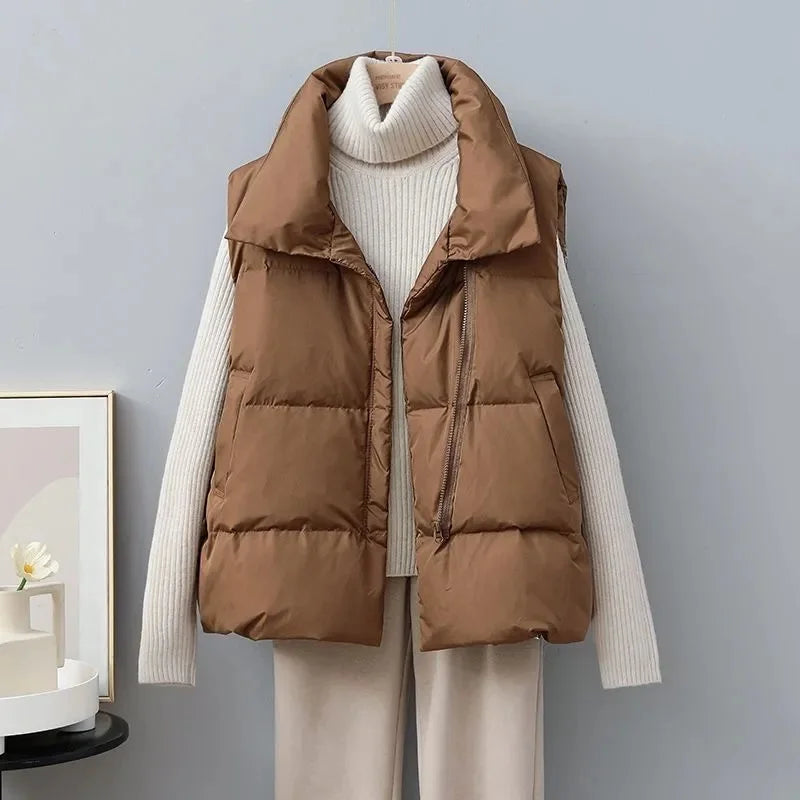 EB | Kurze Pufferweste mit Hohem Kragen Polyester Minimalistisch, Komfortabel