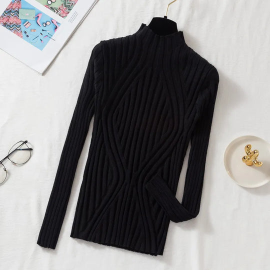 EB | Damen Strickpullover mit Rollkragen und Langen Ärmeln