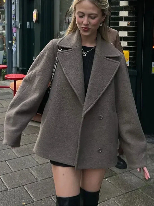 EB | Damen Oversized Doppelreihiger Mantel