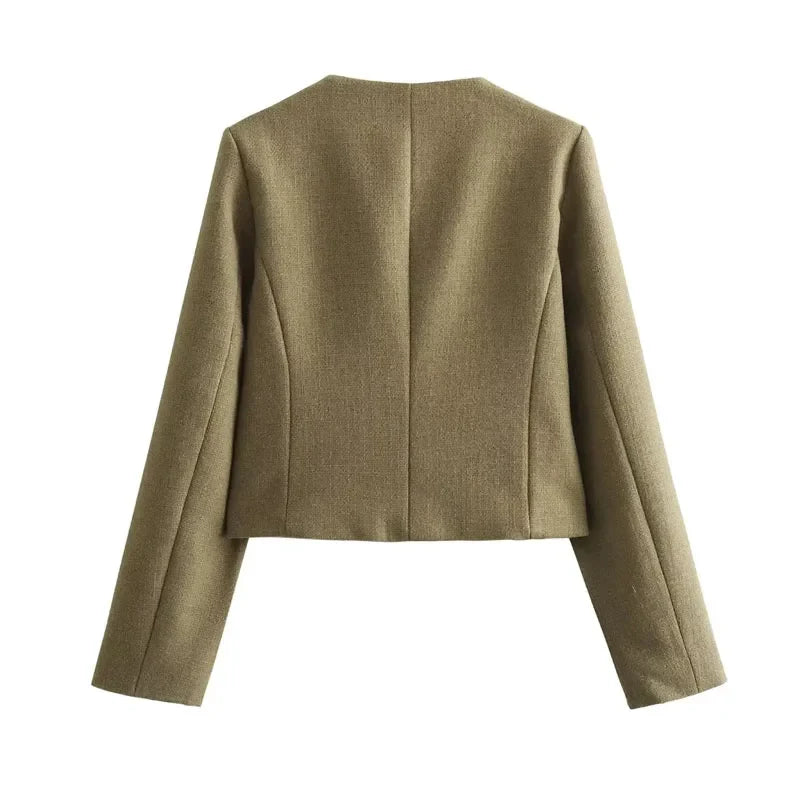 EB | Elegant und schicke Damen Blazerjacke mit Struktur und Knöpfen