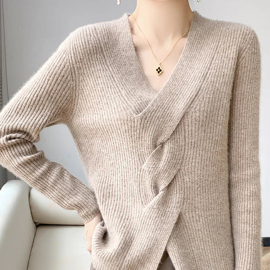 EB | Pullover aus mit gedrehtem V-Ausschnitt für Damen