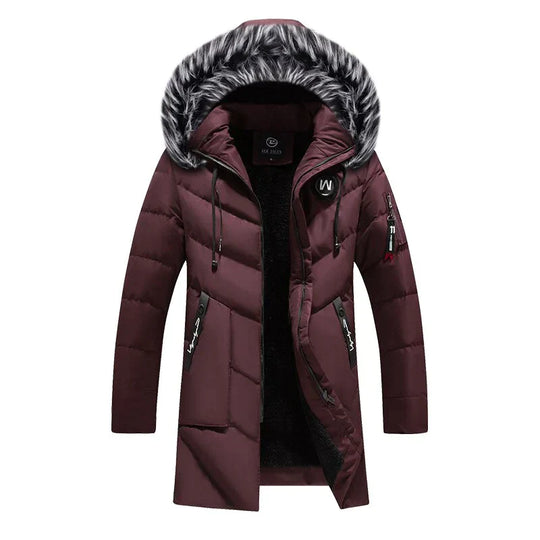 EB | Herren Winter Lange Parka - Flauschiger Besatz Kapuzen Design