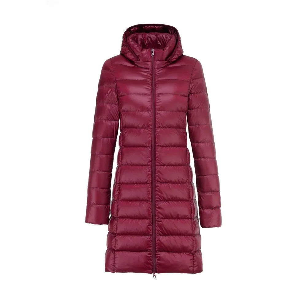 EB | Lange Damen Daunenjacke Mit Abnehmbarem Kapuzen