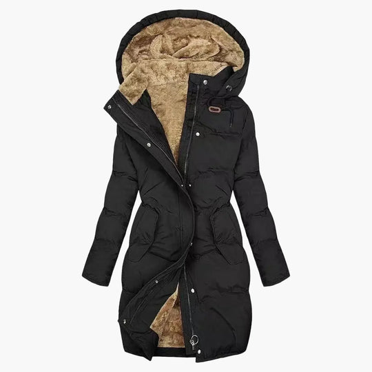 EB | Wintermantel Kapuzenjacke Lang Warm Gepolstert Elegant Freizeit