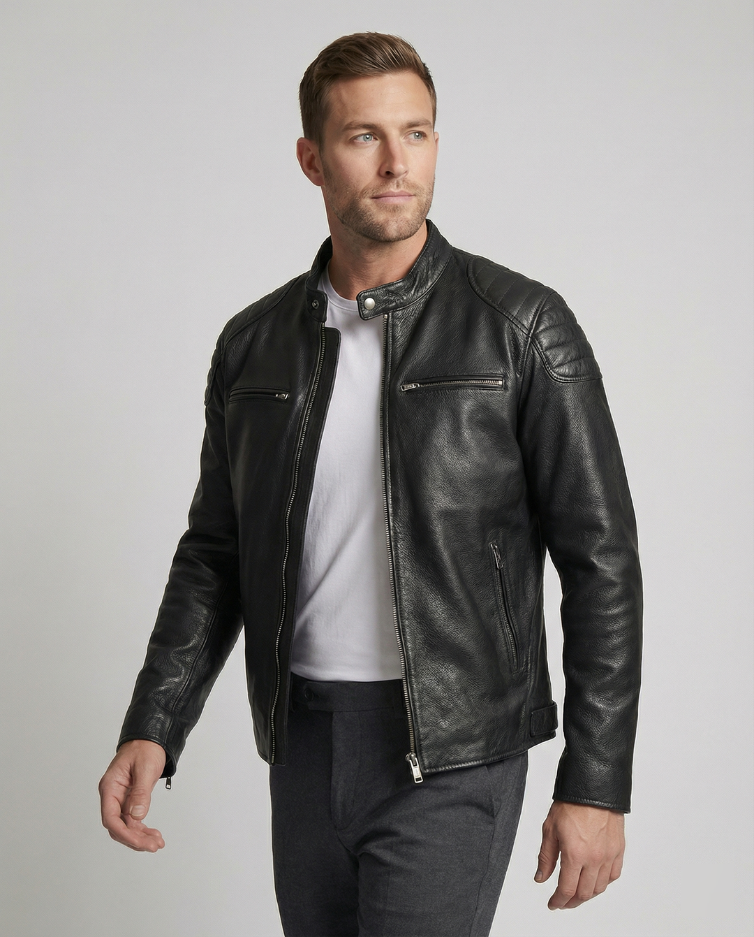 EB | Bikerjacke Im Klassischen Moto-Style - Schmal Geschnittene Modische Übergangsjacke für Freizeit und Alltag