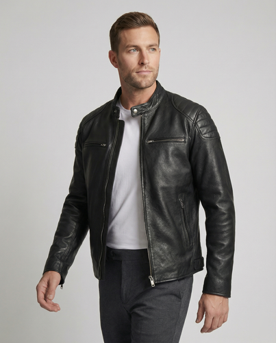 EB | Bikerjacke Im Klassischen Moto-Style - Schmal Geschnittene Modische Übergangsjacke für Freizeit und Alltag