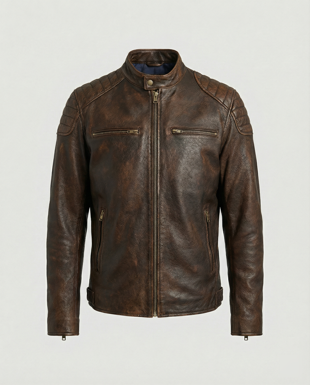 EB | Bikerjacke Im Klassischen Moto-Style - Schmal Geschnittene Modische Übergangsjacke für Freizeit und Alltag