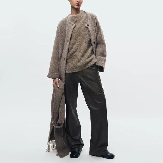 EB | Bequeme Damen-Cardigan mit Eingebautem Schal