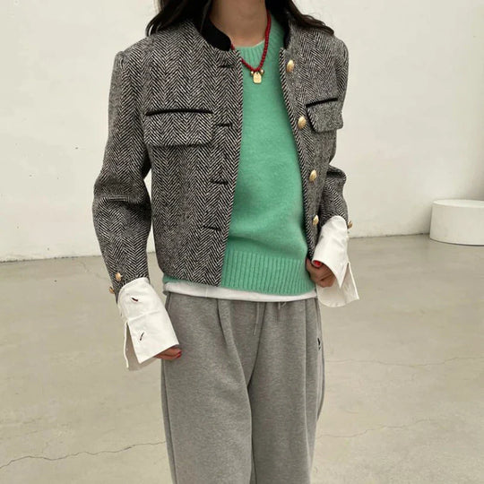 EB | Karierte Jacke mit Metallknöpfen