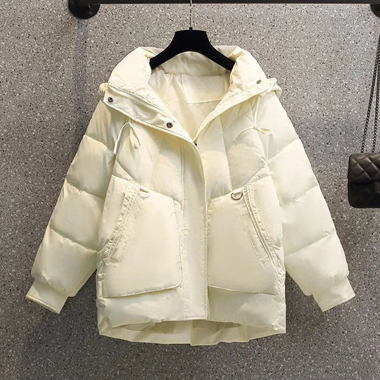 EB | Puffer Jacke - Übergröße Gesteppt Wärme - Kapuze Hoher Kragen - Reißverschlussverschluss