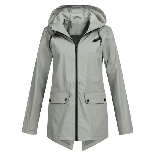 EB | Lässige Wasserdichte Damenjacke mit Kapuze und Reißverschluss Ideal für Herbst Winter