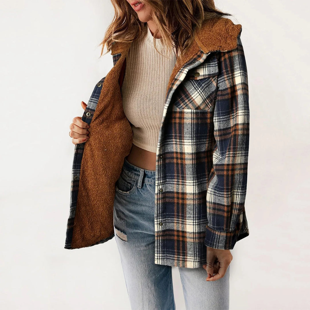 EB | Sherpa - Hemd Beige - Damen Gemütliche Flanelljacke