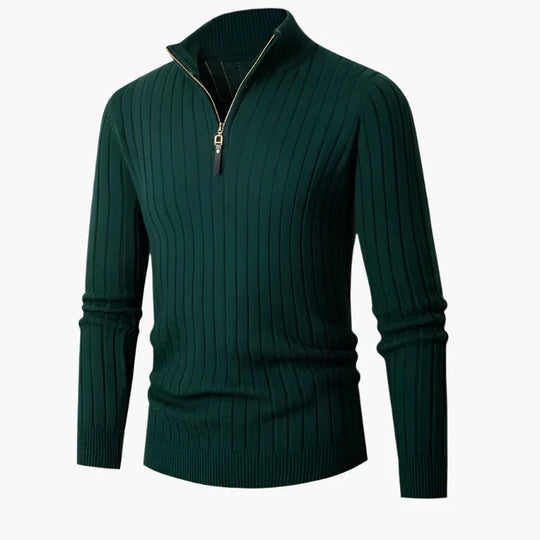 EB | Knitted Sweater With Stand-Up Collar And Half-Zip - Elegant Casual And Business Look