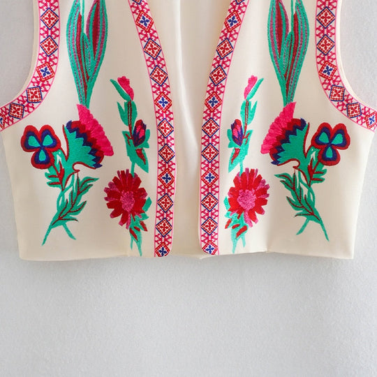 EB | Vintage Blumenbestickte Weste für Damen