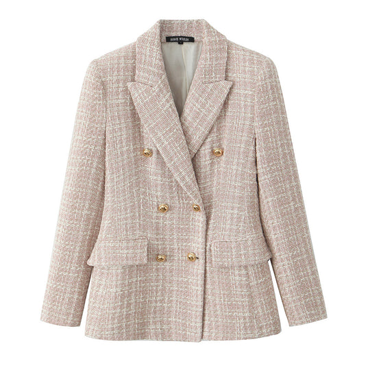 EB | Klassischer Doppelreiher Pink Tweed Blazer