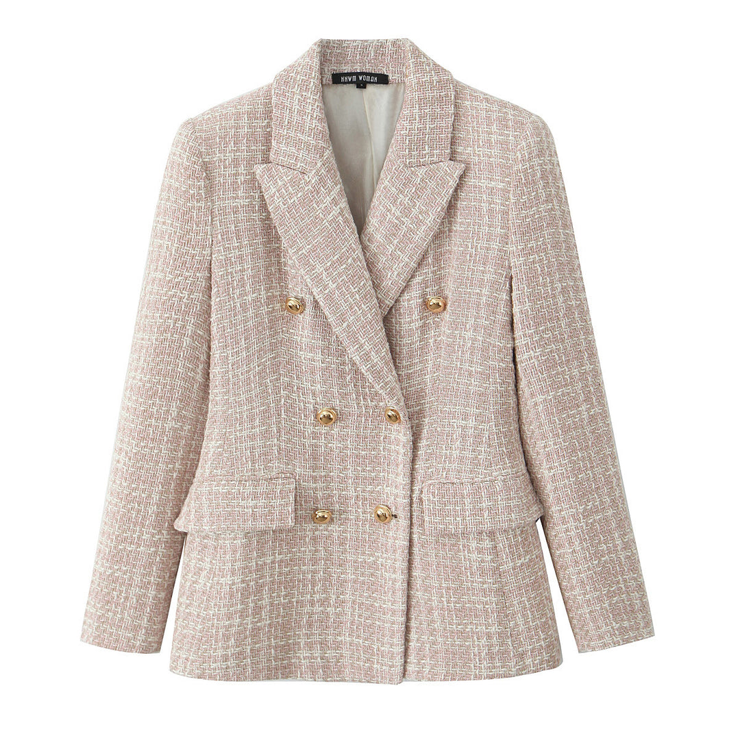 EB | Klassischer Doppelreiher Pink Tweed Blazer