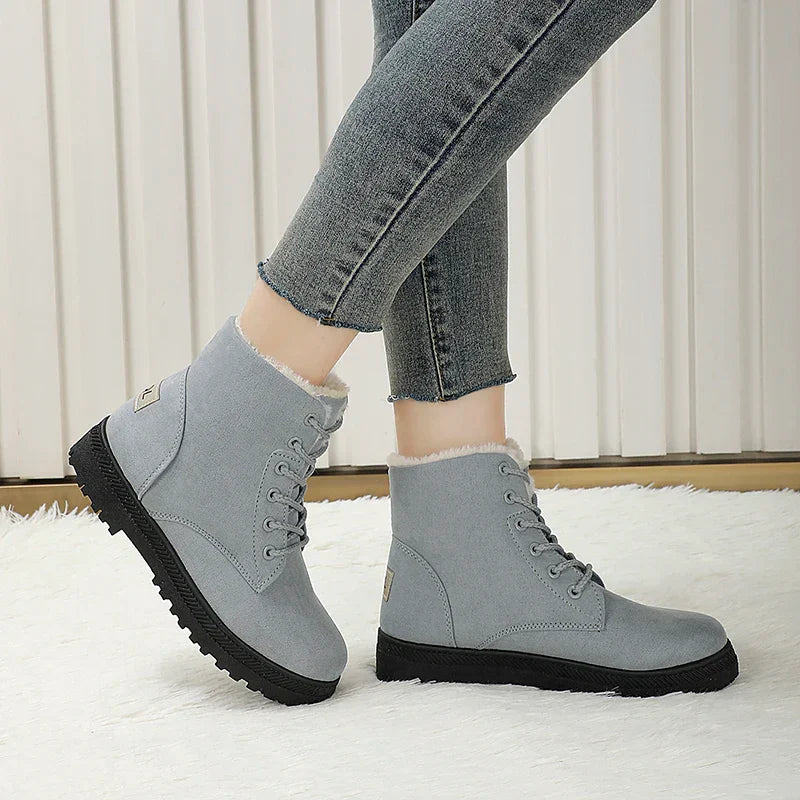 Wasserdichte, fleecegefütterte, rutschfeste Winterstiefel mit Schnürsenkeln EB