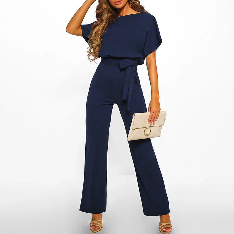 EB | Eleganter Beiger Jumpsuit mit Gürtel