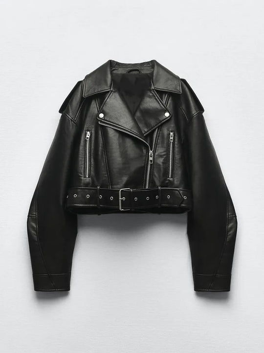 EB | Kurze Jacke aus PU-Leder für Frauen