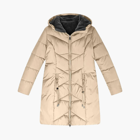 EB | Wintermantel Lang Steppjacke mit Kapuze - Winddichter, Warmer Outdoor Parka