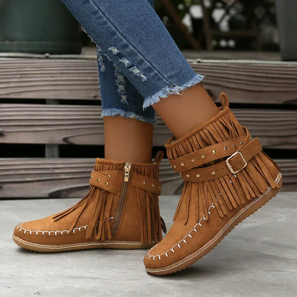 Ankle Boots Mit Fransen Und Nieten EB