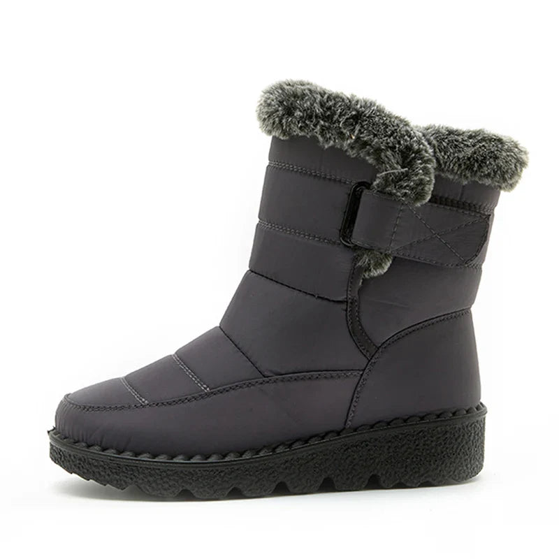 EB | Wasserdichte Kunstfell Hochschaft Schneestiefel mit Klettverschluss