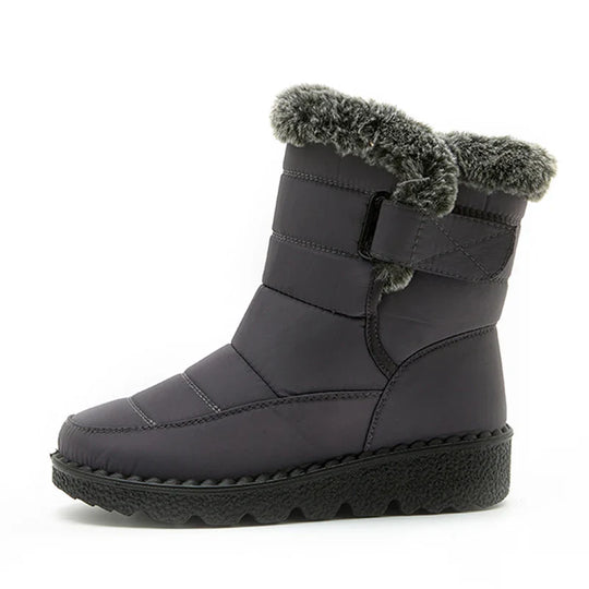 EB | Wasserdichte Kunstfell Hochschaft Schneestiefel mit Klettverschluss