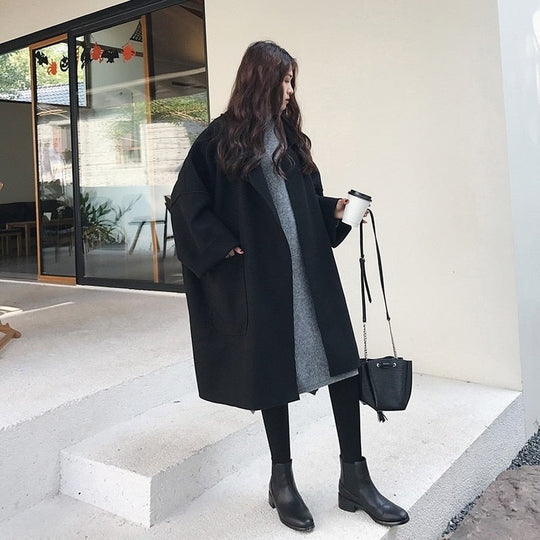 EB | Eleganter Lockerer Woll Trenchcoat Für
