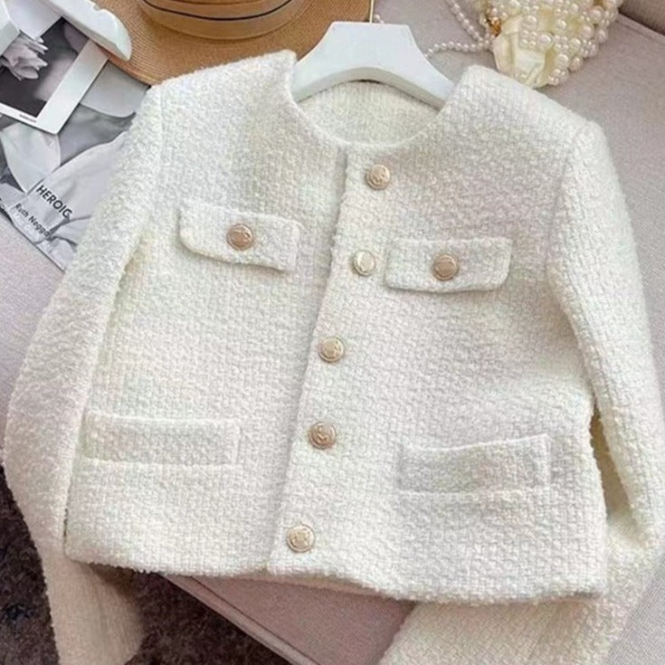 EB | Damen Tweedjacke mit Rundhalsausschnitt
