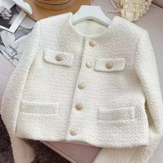 EB | Damen Tweedjacke mit Rundhalsausschnitt