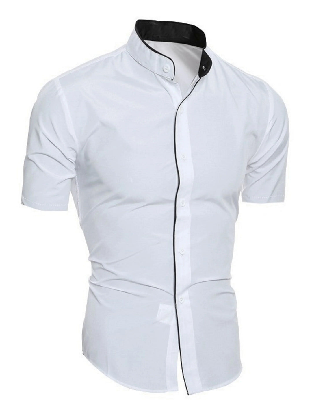 EB | Herren Slim Fit Stehkragenhemd Kurzarm