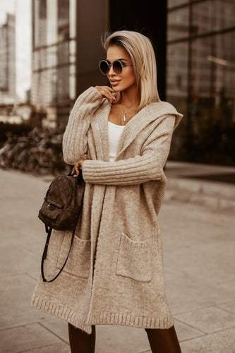 EB | Langer cardigan mit Kapuze für Damen
